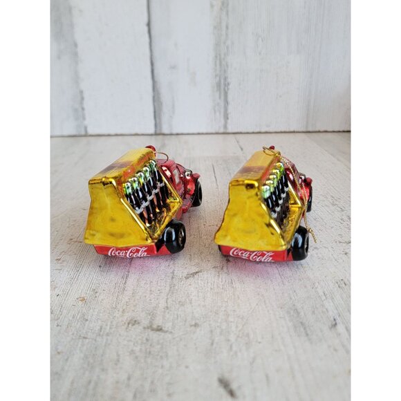 Vintage Coca-Cola red truck bottle delivery car glass ornament Xmas set - Picture 5 of 8